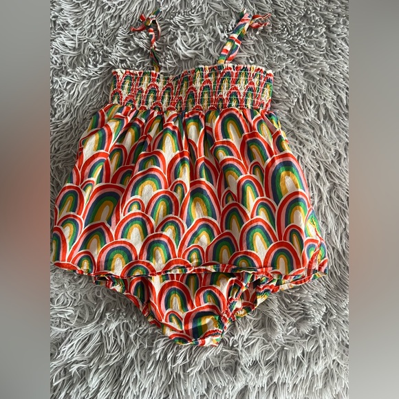 ❤️Tucker + Tate Ivory Egret Rainbow Stacks Dress EUC - Picture 3 of 5